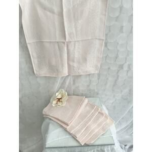 Vintage MCM Double Damask Pale Pink Napkins Chrysanthemums Floral Set Of 8